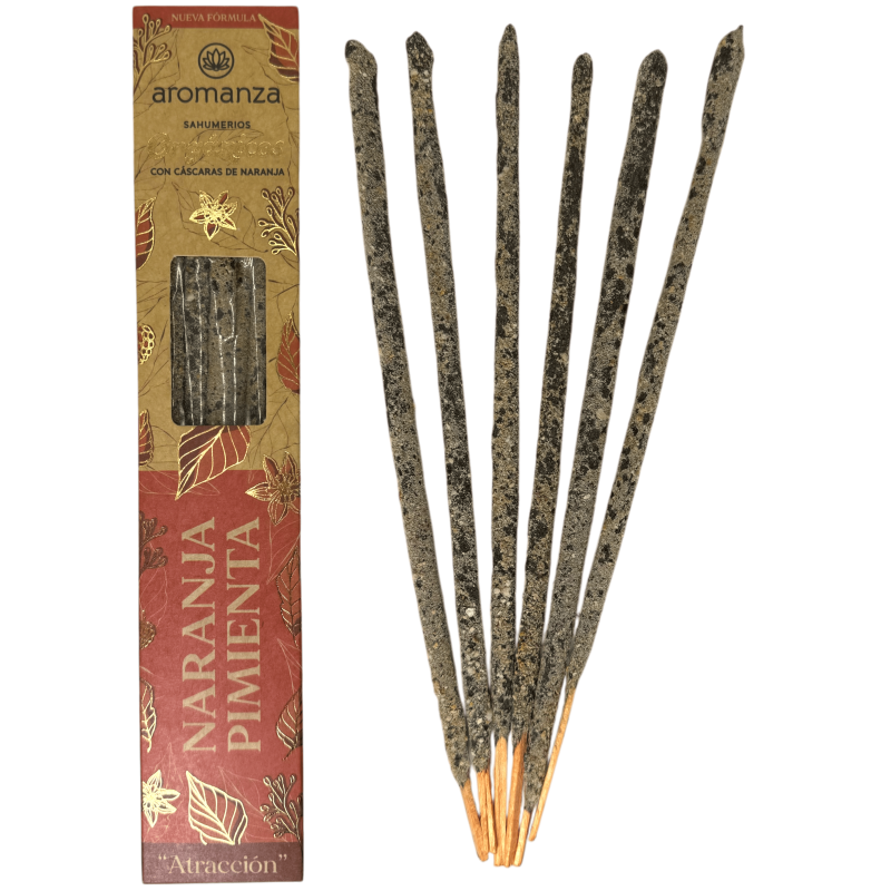 Sahumerio Orgánico Naranja y Pimienta con Cáscaras de Naranja Aromanza Argentina - 6 varillas naturales - Atracción-Sahumerios Orgánicos Aromanza Argentina-HOSTENATURA