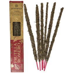 Sahumerio Orgánico Frutilla y Romero con Hojas de Romero Aromanza Argentina - 6 varillas naturales - Buena Energía