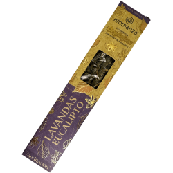 Sahumerio Orgánico Lavandas y Eucalipto con Hojas de Eucalipto Aromanza Argentina - 6 varillas naturales - Meditación