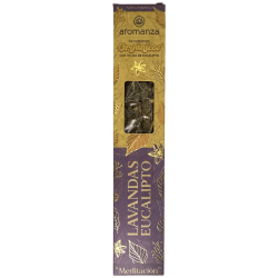 Sahumerio Orgánico Lavandas y Eucalipto con Hojas de Eucalipto Aromanza Argentina - 6 varillas naturales - Meditación