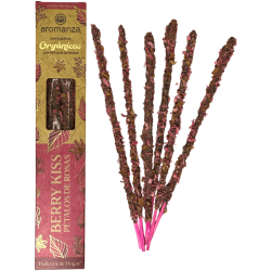 Sahumerio Orgánico Berry Kiss con Pétalos de Rosa Aromanza Argentina - 6 varillas naturales - Dulzura de Hogar
