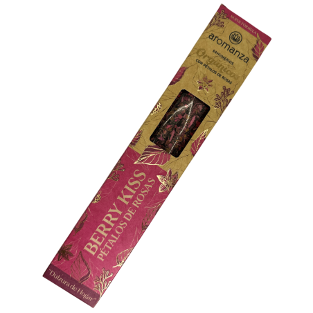 Sahumerio Orgánico Berry Kiss con Pétalos de Rosa Aromanza Argentina - 6 varillas naturales - Dulzura de Hogar