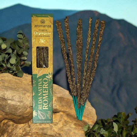 Rue Indigène Bio et Romarin aux Feuilles de Romarin Aromanza Argentina - 6 sticks naturels - Contre l’envie