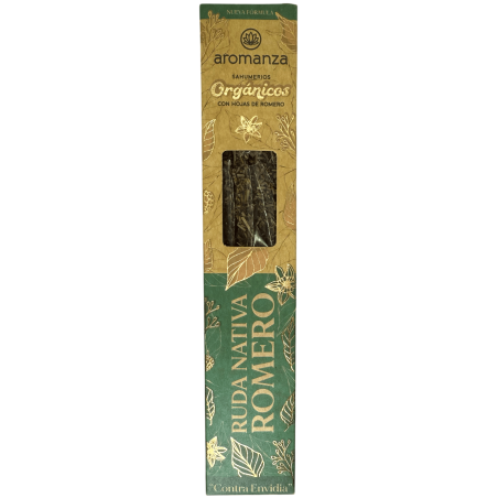 Sahumerio Orgánico Ruda Nativa y Romero con Hojas de Romero Aromanza Argentina - 6 varillas naturales - Contra Envidia