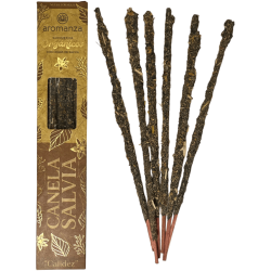 Sahumerio Orgánico Canela y Salvia con Hojas de Salvia Aromanza Argentina - 6 varillas naturales - Calidez