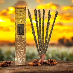 Sahumerio Orgánico Canela y Salvia con Hojas de Salvia Aromanza Argentina - 6 varillas naturales - Calidez