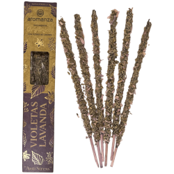Sahumerio Orgánico Violetas y Lavanda con Flores de Lavanda Aromanza Argentina - 6 varillas naturales - Anti Stress