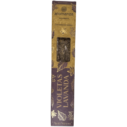 Sahumerio Orgánico Violetas y Lavanda con Flores de Lavanda Aromanza Argentina - 6 varillas naturales - Anti Stress