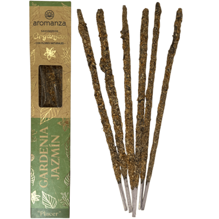 Sahumerio Orgánico Gardenia y Jazmín con Flores Naturales Aromanza Argentina - 6 varillas naturales - Placer