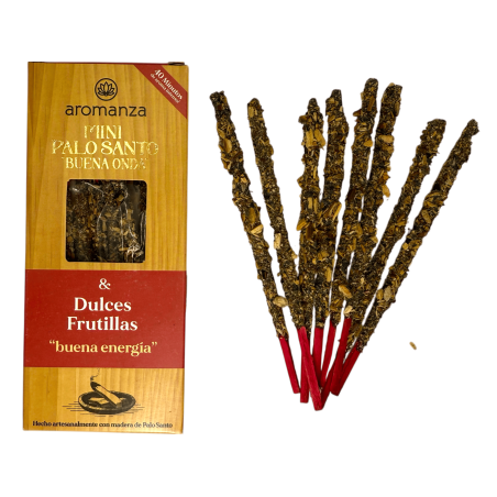 Mini Palo Santo Good Wave Räucherstäbchen mit süßen Erdbeeren Aromanza Argentinien - 8 Bäder 40min Dauer - Gute Energie