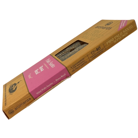 Incienso Mini Palo Santo Buena Onda con Rosa Real Aromanza Argentina - 8 Sahumerios 40min duración - Amor