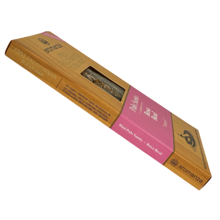 Incienso Mini Palo Santo Buena Onda con Rosa Real Aromanza Argentina - 8 Sahumerios 40min duración - Amor
