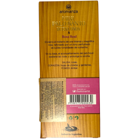 Incienso Mini Palo Santo Buena Onda con Rosa Real Aromanza Argentina - 8 Sahumerios 40min duración - Amor