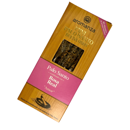 Incienso Mini Palo Santo Buena Onda amb Rosa Real Aromanza Argentina - 8 Sahumerios 40min - Amor