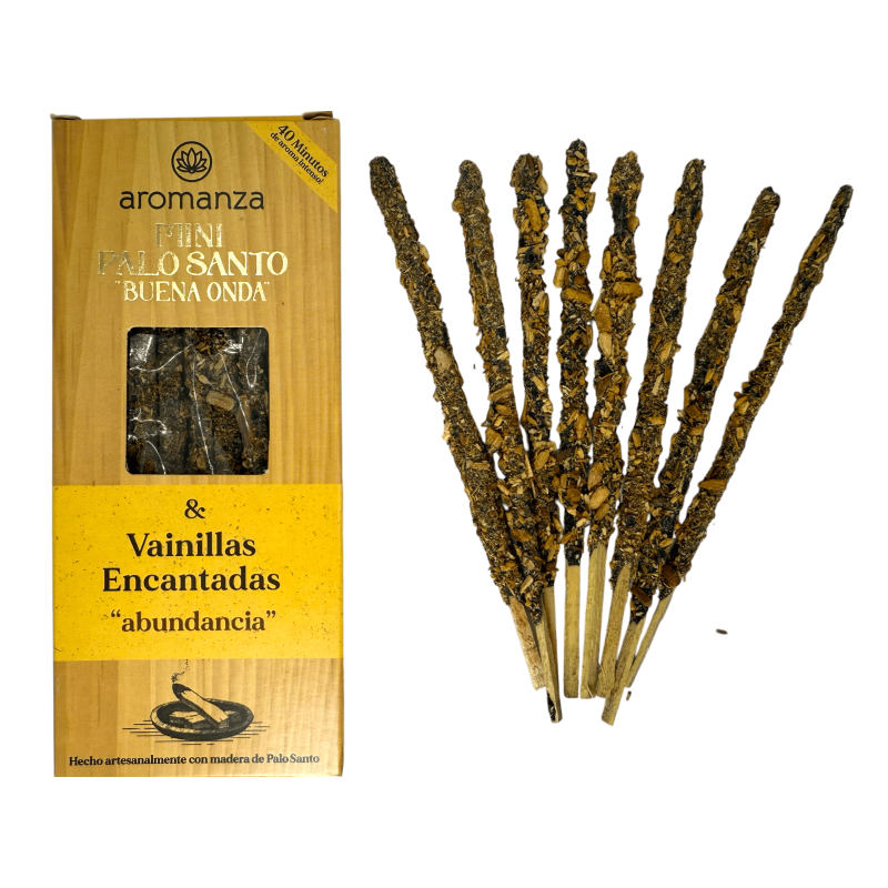 Mini Palo Santo Good Wave Rökelse med förtrollad vanilj Aromanza Argentina - 8 röker 40 min varaktighet - Överflöd-Mini Palo Santo Good Wave Rökelse Aromanza Argentina-HOSTENATURA
