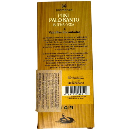 Incienso Mini Palo Santo Buena Onda con Vainillas Encantadas Aromanza Argentina - 8 Sahumerios 40min duración - Abundancia