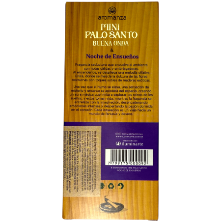 Mini Palo Santo Good Wave Incense Dreamy Nights Aromanza Argentina - 8 Smokes 40min duration - Passion