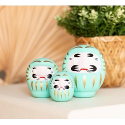 Daruma Turquesa Pequeño Éxito Académico - Tradicional Japón - Muñeco de los propósitos