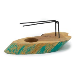 Poêle à bois Palo Santo de Gamel lavé en vert - 22x9,5cm - Fabriqué à la main en Indonésie