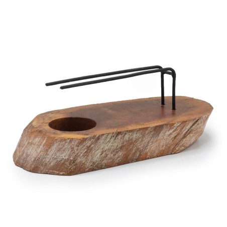 Quemador de Palo Santo Madera de Gamel Blanqueada - 22x9,5cm - Hecho a Mano en Indonesia
