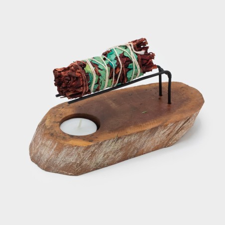 Quemador de Palo Santo Madera de Gamel Blanqueada - 22x9,5cm - Hecho a Mano en Indonesia