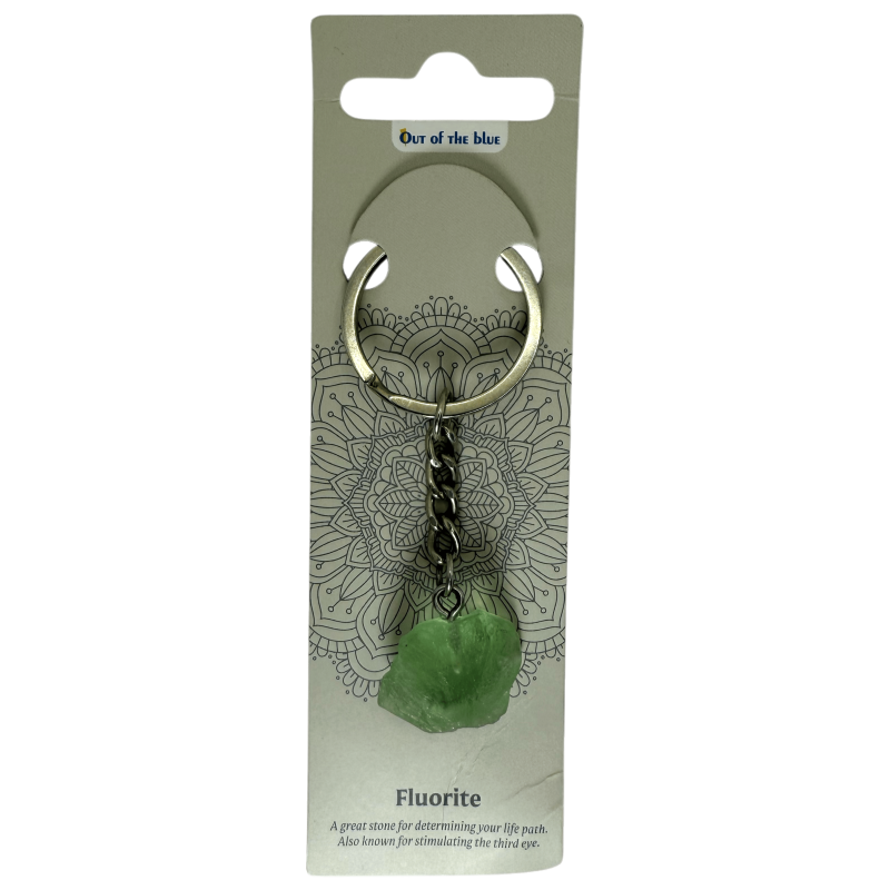 Raw Mineral Keychain Fluorite - Tranquility, Wisdom and Willpower-AMULETS-HOSTENATURA