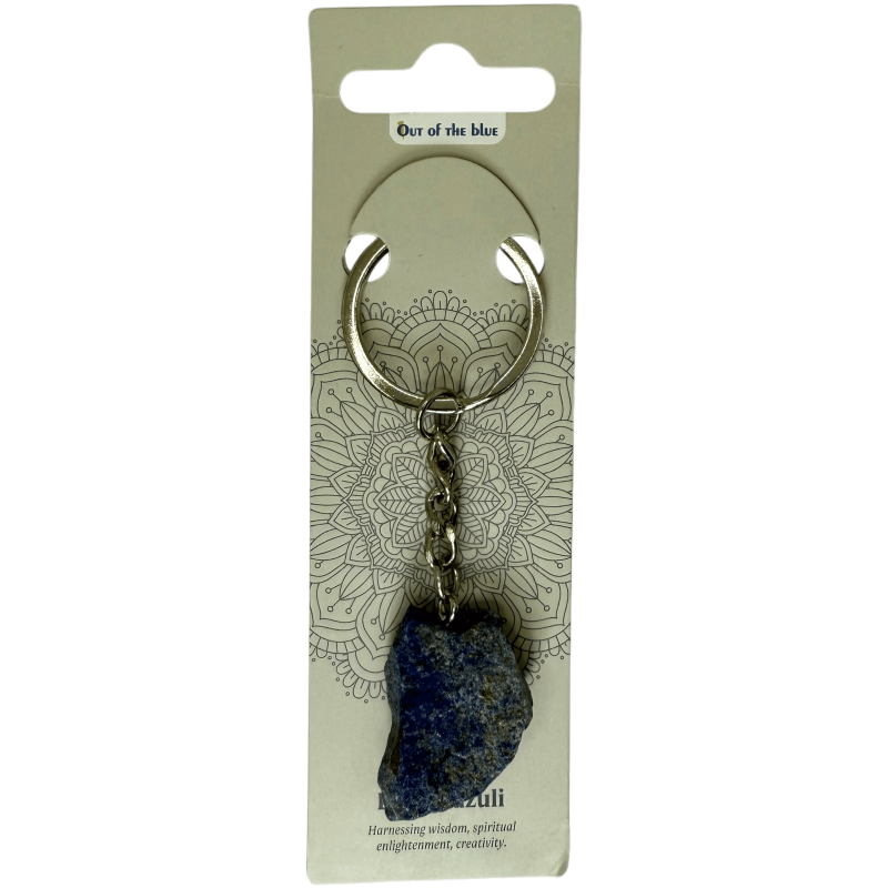 Ruwe Mineraal Sleutelhanger Lapis Lazuli - Wijsheid, Communicatie, Bescherming en Genezing-AMULETTEN-HOSTENATURA