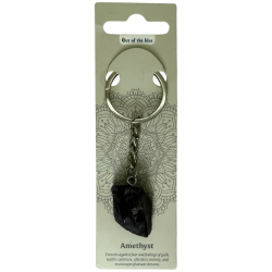 Raw Mineral Ametist Keychain - Andlig kontakt och skydd mot negativa energier.