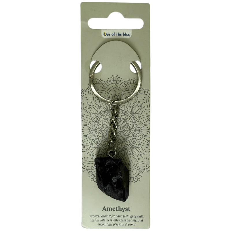 Rohes Mineral Amethyst Schlüsselanhänger - Spirituelle Verbindung und Schutz vor negativen Wesenheiten.-AMULETTE-HOSTENATURA