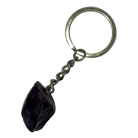 Llavero Mineral en bruto Amatista - Conexión Espiritual y Protección contra energías negativas.