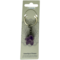 Porte-clés Fleur d’Améthyste Minéral Brut - Calme, Purification, Protection et Concentration