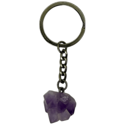 Porte-clés Fleur d’Améthyste Minéral Brut - Calme, Purification, Protection et Concentration