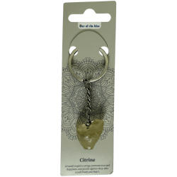 Porte-clés minéral brut Citrine - Bonheur, prospérité et joie