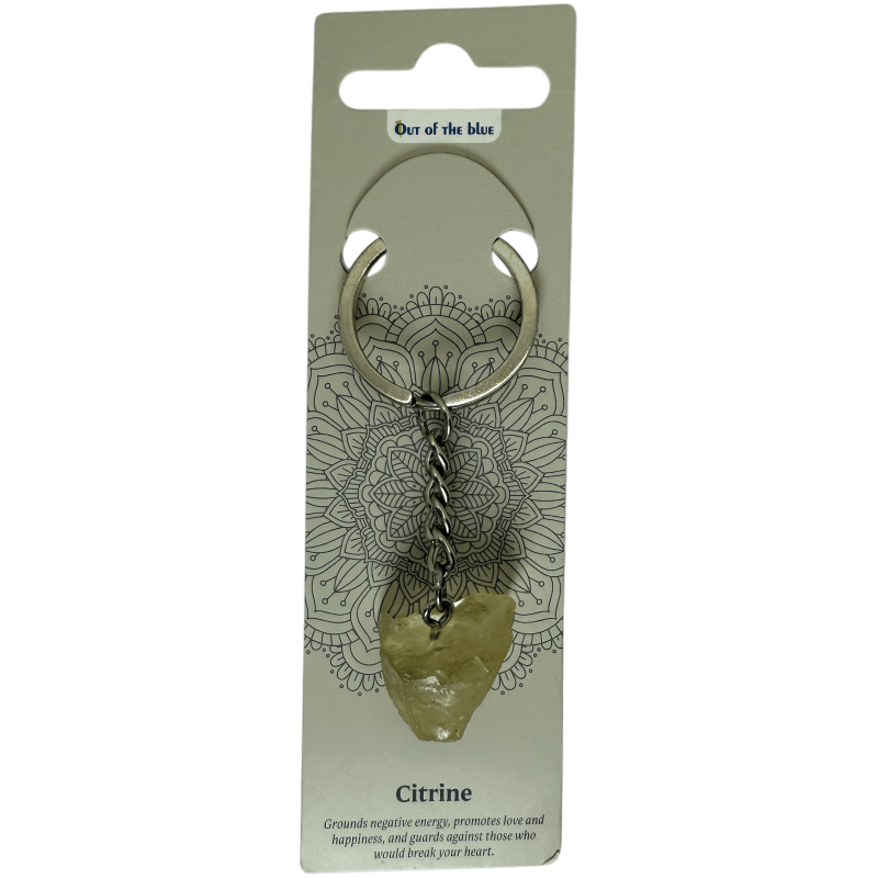 Porte-clés minéral brut Citrine - Bonheur, prospérité et joie-AMULETTES-HOSTENATURA