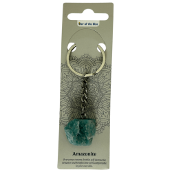 Chaveiro Mineral Cru Amazonite - Calmante, Alivia o Estresse e a Ansiedade