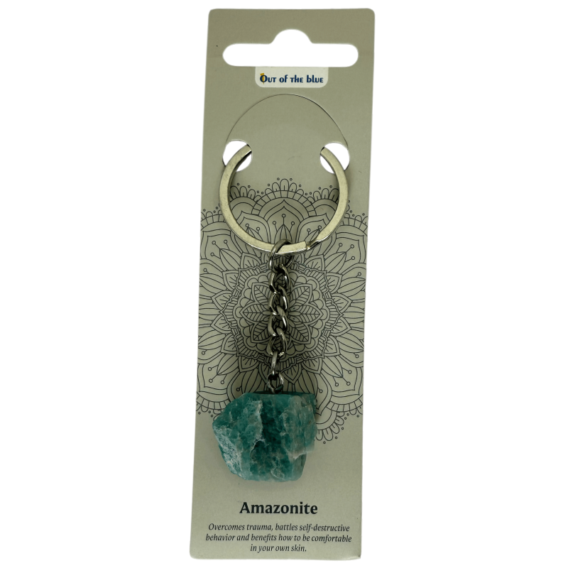 アマゾナイト ロー ミネラル キーホルダー - 心を落ち着かせ、ストレスや不安を和らげます-アミュレット-HOSTENATURA