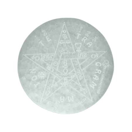 Placa de selenita com gravação em Tetragrammaton 10cm
