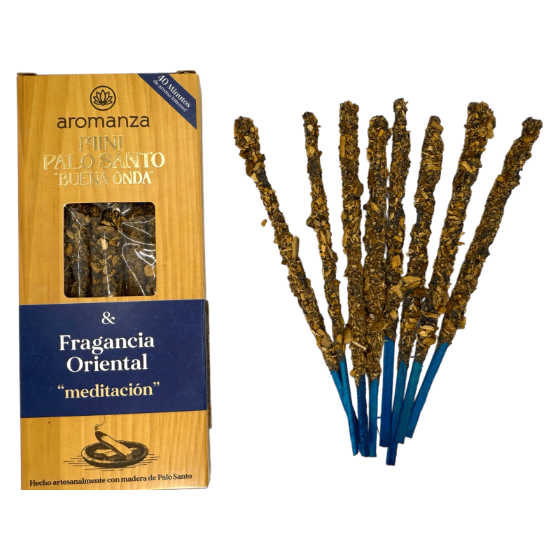 Mini Incenso Boa Onda Palo Santo Fragrância Oriental Aromanza Argentina - 8 Incensos 40min duração - Meditação-Mini Incenso Palo Santo Good Wave Aromanza Argentina-HOSTENATURA