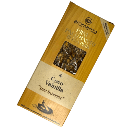 Incienso Mini Palo Santo Buena Onda Coco y Vainilla Aromanza Argentina - 8 Sahumerios 40min duración - Paz Interior