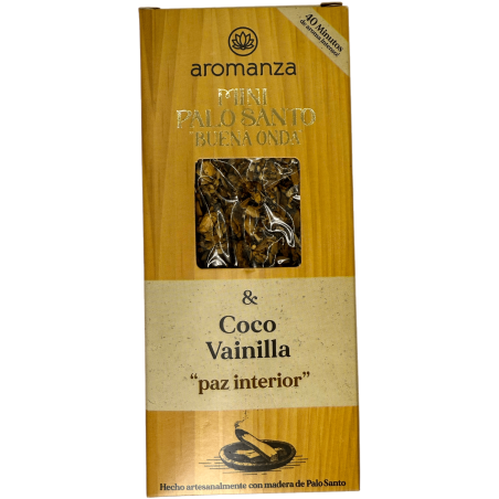 Mini Palo Santo Good Wave Kokosnöt och Vanilla Rökelse Aromanza Argentina - 8 rökelsepinnar 40 min varaktighet - Inre frid