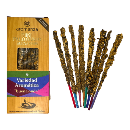 Mini Palo Santo Rökelse Buena Onda Aromatisk Sort Argentina - 8 Sahumerios 40 min varaktighet - Buena Onda