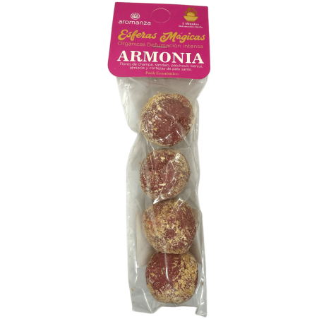 Esferas Mágicas Armonia Aromanza Argentina - 4 bombitas defumación Champa, Sandalo, Pachulí, Benjuí, Almizcle y Palo Santo