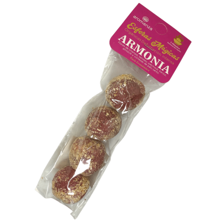 Esferas Mágicas Armonia Aromanza Argentina - 4 bombitas defumación Champa, Sandalo, Pachulí, Benjuí, Almizcle y Palo Santo