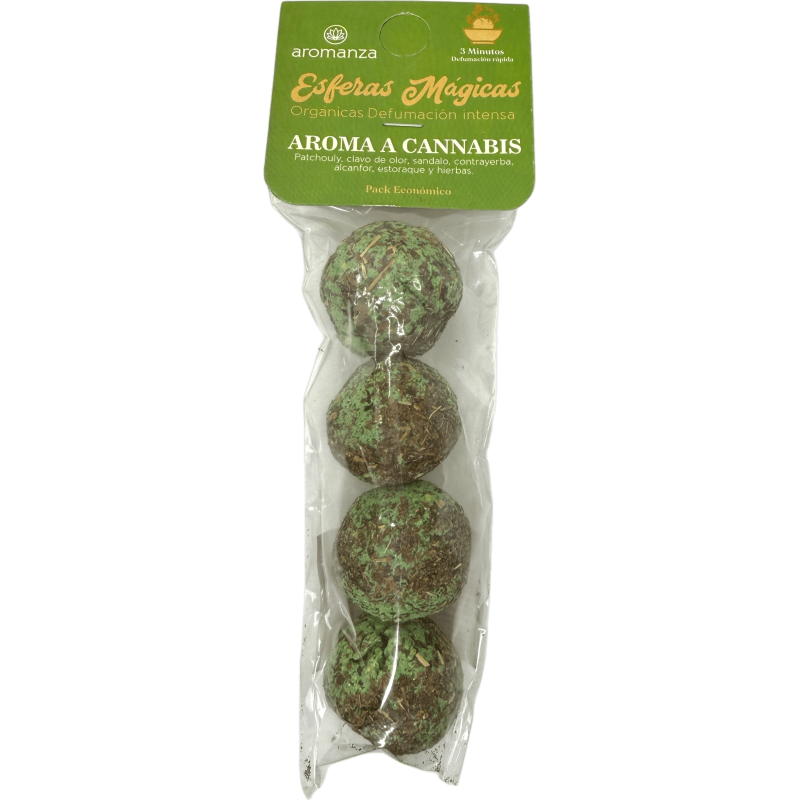 Esferas Mágicas Aroma a Cannabis Aromanza Argentina - 4 bombitas defumación Pachulí, Clavo Olor, Sándalo, Alcanfor, Estoraque-Esferas Mágicas Defumación Activada Aromanza Argentina Bolsita-HOSTENATURA