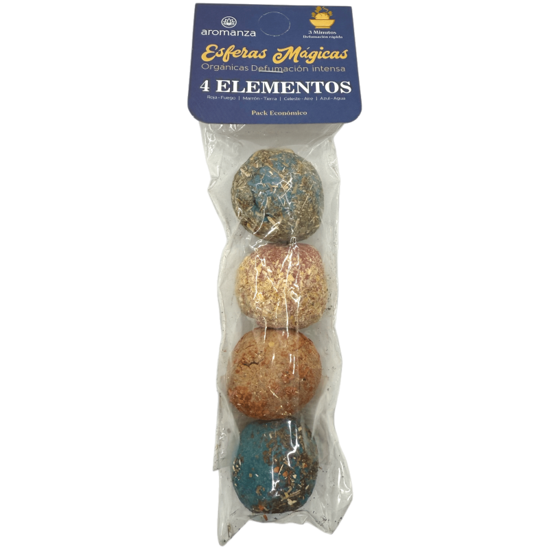 Esferas Mágicas 4 Elementos Aromanza Argentina - 4 bombitas defumación Fuego, Tierra, Aire y Agua-Esferas Mágicas Defumación Activada Aromanza Argentina Bolsita-HOSTENATURA