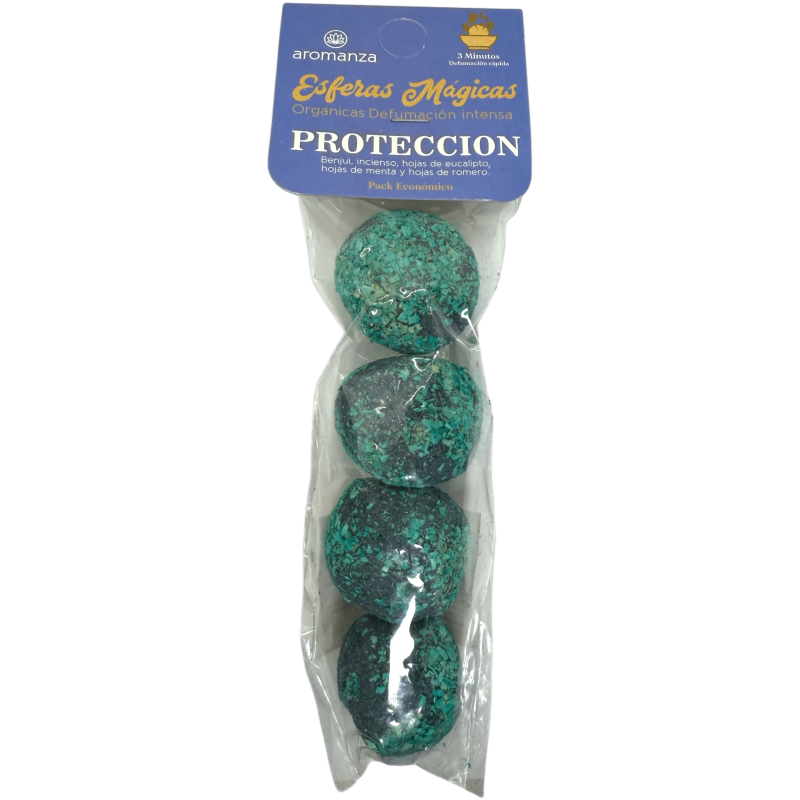 Esferas Mágicas Protección Aromanza Argentina - 4 bombitas defumación Benjuí, Eucalipto, Menta y Hojas de Romero-Esferas Mágicas Defumación Activada Aromanza Argentina Bolsita-HOSTENATURA