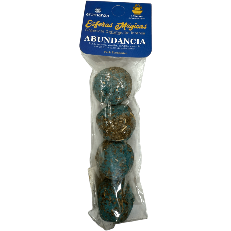 Esferas Mágicas Abundancia Aromanza Argentina - 4 bombitas Rosa, Geranio, Vainilla, Sandalo, Almizcle, Benjuí y Palo Santo-Esferas Mágicas Defumación Activada Aromanza Argentina Bolsita-HOSTENATURA