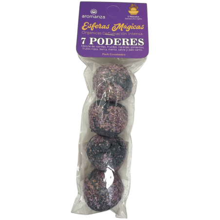 Sfere Magiche 7 Poteri Aromanza Argentina - 4 bombe Vaniglia, Fragola, Arancia, Frutti Rossi, Menta, Salvia e Palo Santo