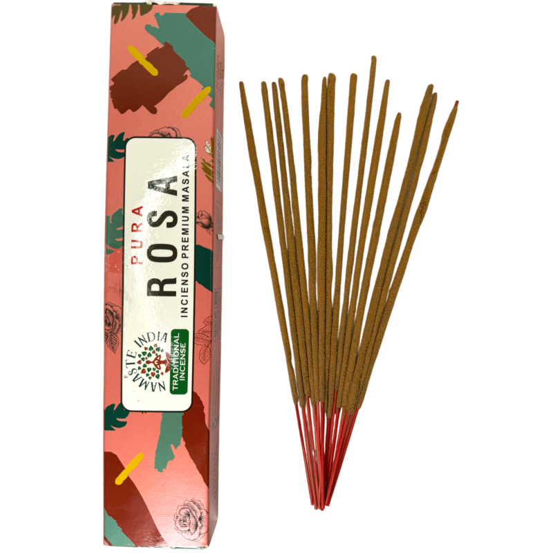 Incienso Puro Rosa Namaste India Premium Masala - Cajetilla de 15gr.-ENCENS NAMASTE NATURAL ÍNDIA-HOSTENATURA