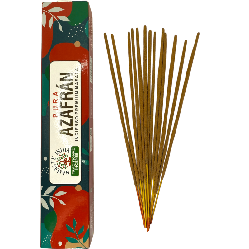 Incienso Puro Azafrán Namaste India Premium Masala - Cajetilla de 15gr.-ENCENS NAMASTE NATURAL ÍNDIA-HOSTENATURA